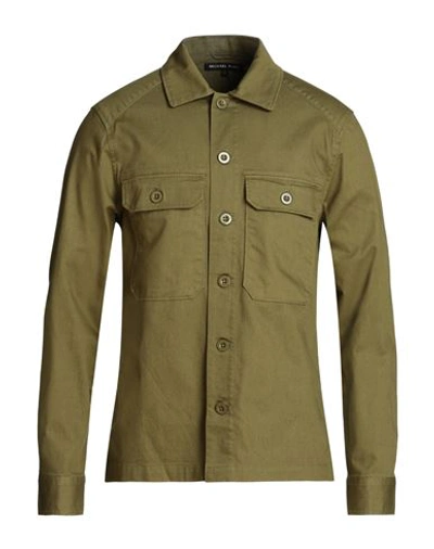 Michael Kors Mens Man Denim Shirt Military Green Size L Cotton, Elastane