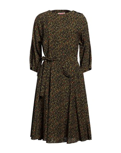 Kenzo Woman Midi Dress Military Green Size 8 Viscose