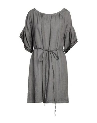 120% Lino Woman Mini Dress Grey Size 10 Linen