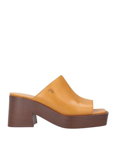 Tod's 75mm Leather Sandals In Dark Yellow