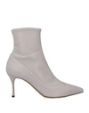 SERGIO ROSSI SERGIO ROSSI WOMAN ANKLE BOOTS LIGHT GREY SIZE 7 LEATHER