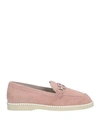 Hogan Embellished Suede Loafers In Lingerie Medio
