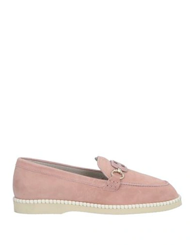 Hogan Embellished Suede Loafers In Lingerie Medio