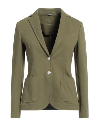 Circolo 1901 Woman Blazer Military Green Size 10 Cotton, Lycra