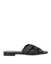 Emporio Armani Woman Sandals Black Size 9.5 Ovine Leather In Black