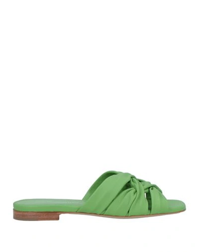 Emporio Armani Woman Sandals Light Green Size 9.5 Ovine Leather