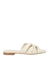 Emporio Armani Woman Sandals Ivory Size 10.5 Ovine Leather In White