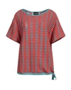 Emporio Armani Woman T-shirt Tomato Red Size L Viscose, Polyamide