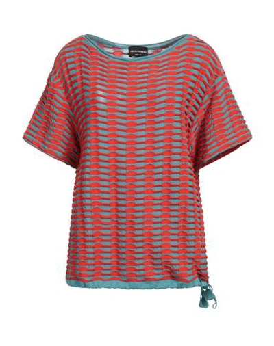 Emporio Armani Woman T-shirt Tomato Red Size M Viscose, Polyamide