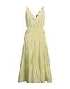 Maje Cutout Midi V-neck Sleeveless Tiered Dress In Yellow Polyester In Yellow