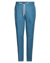 Barba Napoli Man Pants Azure Size 42 Linen In Blue