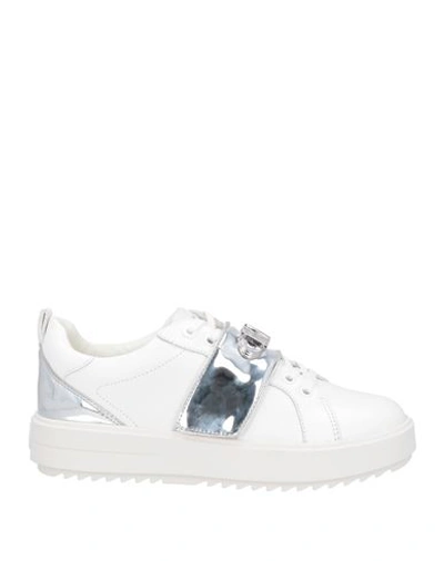 Michael Michael Kors Woman Sneakers White Size 10 Bovine Leather, Textile Fibers