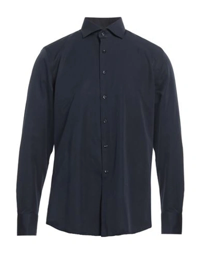 Egon Von Furstenberg Man Shirt Midnight Blue Size 17 Cotton