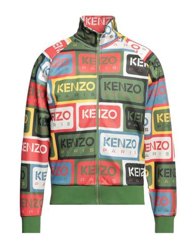 Kenzo Man Sweatshirt Military Green Size L Polyester, Cotton, Elastane