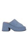 Ganni 85mm Retro Flatform Recycled Denim Mules In Blue