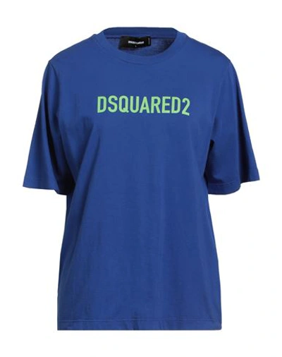 Dsquared2 Woman T-shirt Blue Size L Cotton