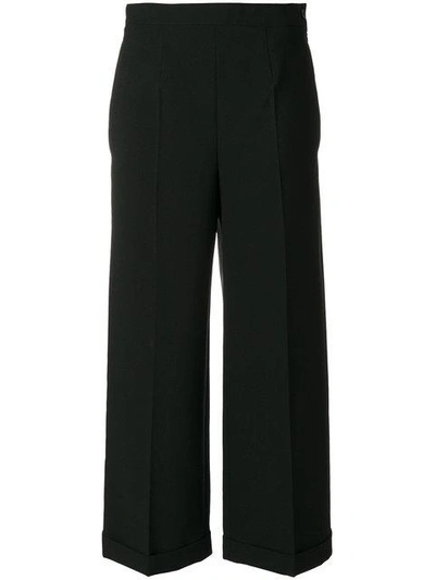 Mm6 Maison Margiela Cropped High-waisted Trousers - Black
