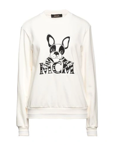 Mcm Woman Sweatshirt White Size M Cotton, Polyester, Elastane