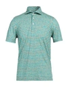 Fedeli Man Polo Shirt Turquoise Size 40 Cotton In Blue