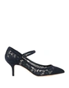 Dolce & Gabbana Woman Pumps Midnight Blue Size 6.5 Viscose, Cotton, Goat Skin, Polyamide