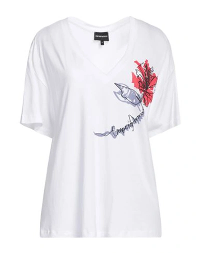 Emporio Armani Woman T-shirt White Size L Cotton, Modal