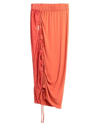 Avavav Woman Midi Skirt Orange Size S Viscose, Elastane, Polyester