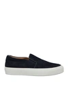 Giorgio Armani Man Sneakers Midnight Blue Size 12 Calfskin In Blue