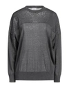 Brunello Cucinelli Woman Sweater Lead Size L Linen, Polyamide, Polyester In Grey