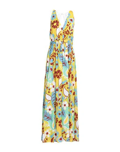 Fedeli Woman Maxi Dress Yellow Size 6 Cotton, Elastane