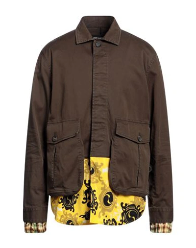 DSQUARED2 DSQUARED2 MAN JACKET DARK GREEN SIZE 38 COTTON, ELASTANE, VISCOSE, SILK