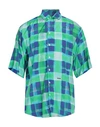 Dsquared2 Man Shirt Green Size 40 Viscose, Silk In Green