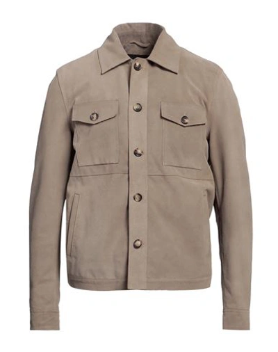 Lardini Man Jacket Camel Size 44 Cow Leather In Beige