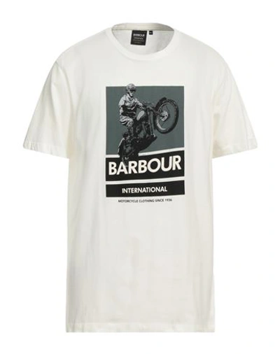 Barbour Man T-shirt White Size Xxl Cotton, Elastane