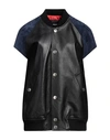 Dsquared2 Short-sleeved Leather Bomber Jacket In Black