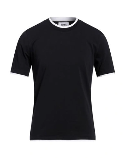 Alpha Studio Man T-shirt Midnight Blue Size 42 Cotton, Elastane In Blue
