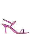 Bibi Lou Woman Sandals Fuchsia Size 9 Textile Fibers In Pink