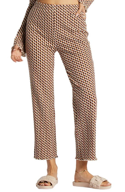 Billabong Juniors' Come Back Printed Straight-leg Ankle Pants In Brown Multi