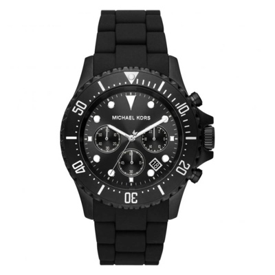 Michael Kors Men's Everest Chronograph Black Ion Plated Stainless Steel And Silicone Bracelet Watch 45mm