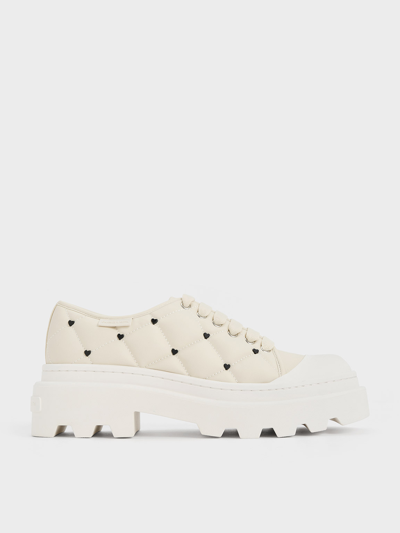 Charles & Keith Dahlia Heart-print Chunky Sneakers In Chalk