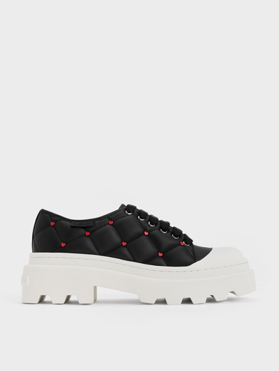 Charles & Keith Dahlia Heart-print Chunky Sneakers In Black