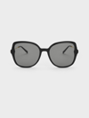 Charles & Keith Oversized Recycled Acetate Butterfly Sunglasses In Black