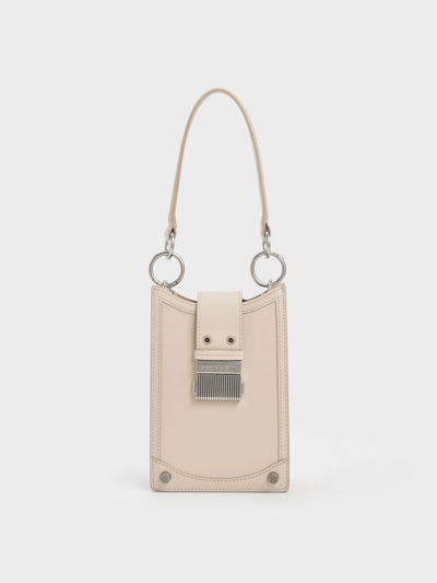 Charles & Keith Winslet Belted Phone Pouch In Neutral