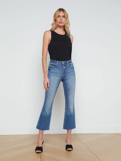 L Agence Kendra Cropped Flare Jean In Laguna