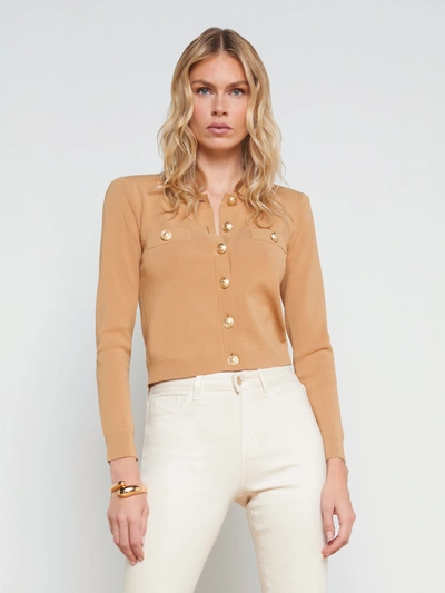 L Agence Toulouse Cardigan In Soft Camel