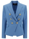 Balmain 6 Btn Grain De Poudre Jacket In Blu