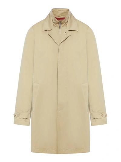 Fay Single Breasted Coat In Beige