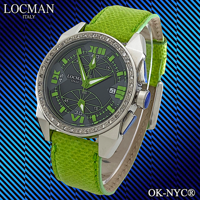 Pre-owned Locman Unisex  Cavallo Pazzo Chronograph Diamond Bezel Quartz Ref.161 Watch 40 Mm