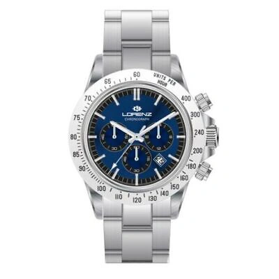 Pre-owned Lorenz Mens Wristwatch  28190cc Chrono Stainless Steel Blue Sub 100mt
