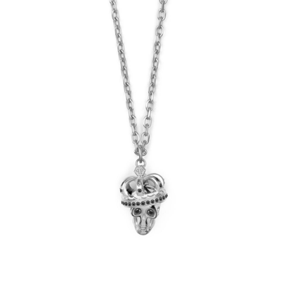 Pre-owned Philipp Plein Men's Necklace Stainless Steel Silver 3d Skull