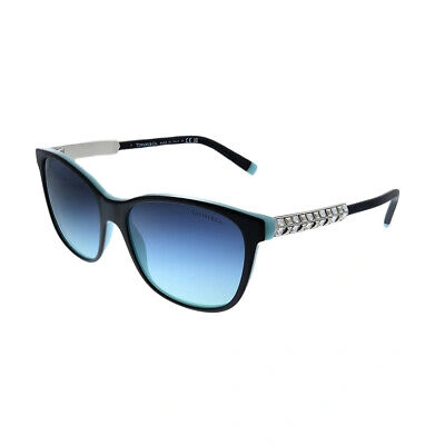 Pre-owned Tiffany & Co . Tf 4174 80559s Black On Tiffany Blue Plastic Sunglasses Blue